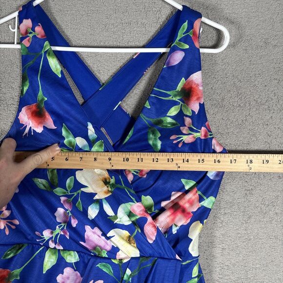 Guess Women’s Size 12 Tulip Cocktail Mini Dress Blue Flowers Knee Length Wedding - Picture 7 of 16